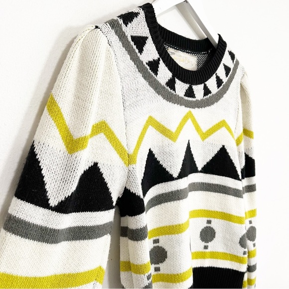 BOGO! Jen's Pirate Booty Aztec Geometric Puff Sleeve Sweater Size XS/S - Picture 4 of 7